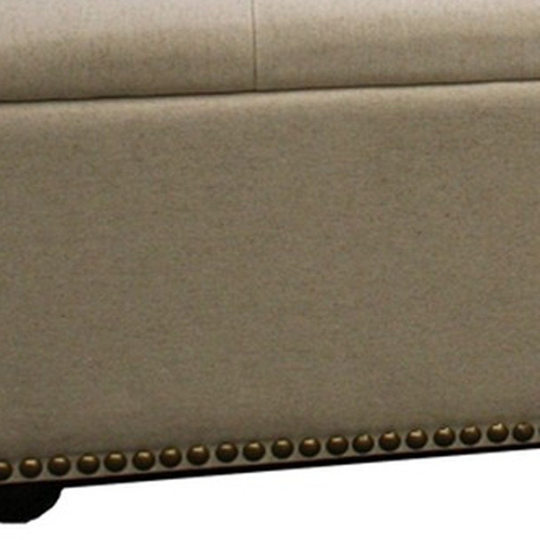 Beige Nailhead Storage Bench Ottoman Four Piece Set