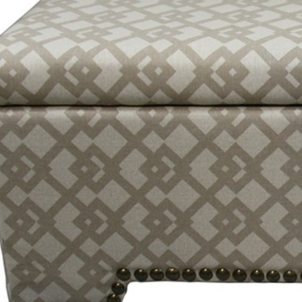 Taupe Geometric Storage Bench with Ottomans Four Piece Set