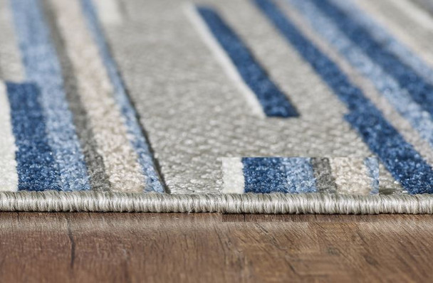 2 x 4 Blue Abstract Striped Indoor Outdoor Area Rug