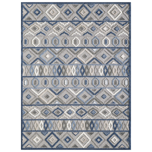 5 x 7 Gray Blue Aztec Pattern Indoor Outdoor Area Rug