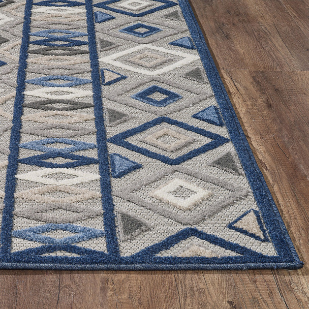 8 x 10 Gray Blue Aztec Pattern Indoor Outdoor Area Rug