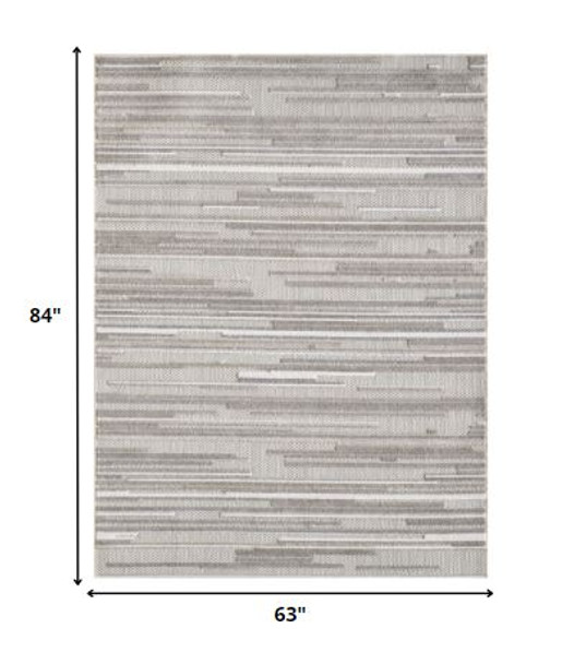 5 x 7 Gray Abstract Striped Indoor Outdoor Area Rug