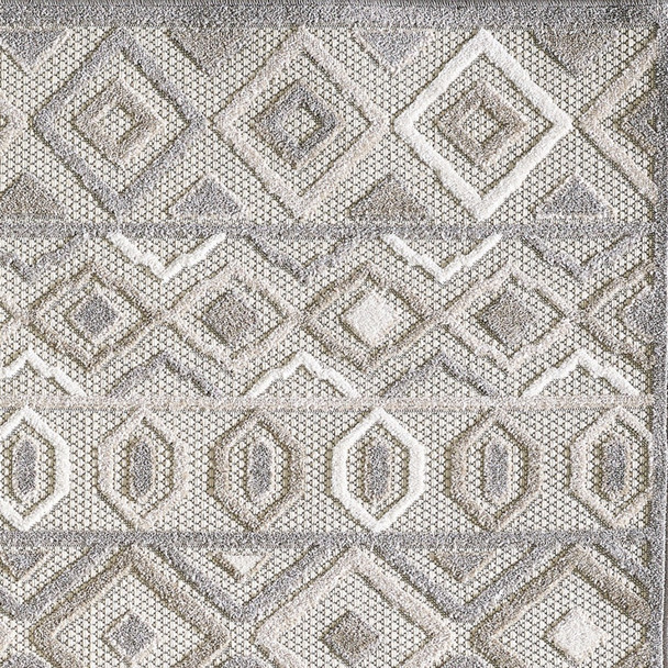 3 x 5 Gray Ivory Aztec Pattern Indoor Outdoor Area Rug