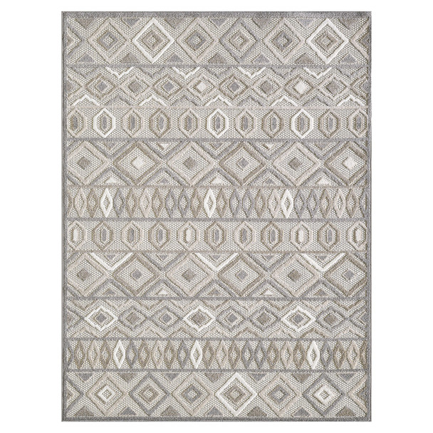 5 x 7 Gray Ivory Aztec Pattern Indoor Outdoor Area Rug