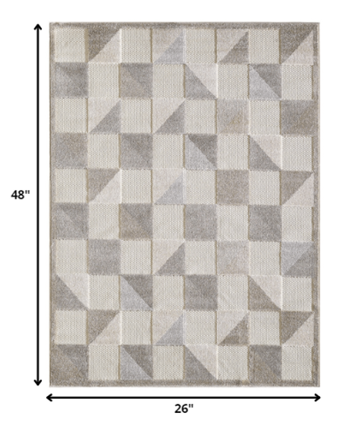 2 x 4 Gray Triangle Indoor Outdoor Area Rug