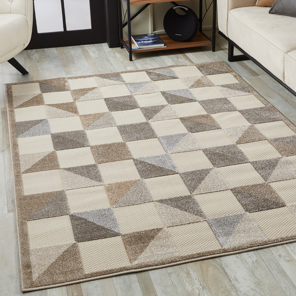 3 x 5 Gray Triangle Indoor Outdoor Area Rug