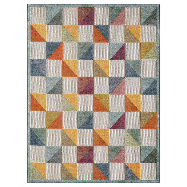 2 x 4 Orange Gray Triangle Indoor Outdoor Area Rug