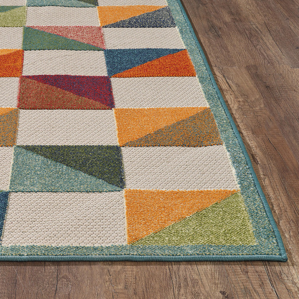 3 x 5 Orange Gray Triangle Indoor Outdoor Area Rug