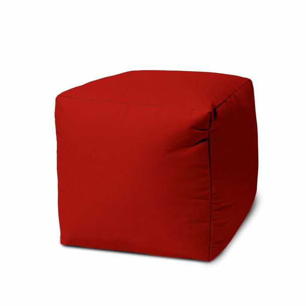 17" Cool Primary Red Solid Color Indoor Outdoor Pouf Ottoman