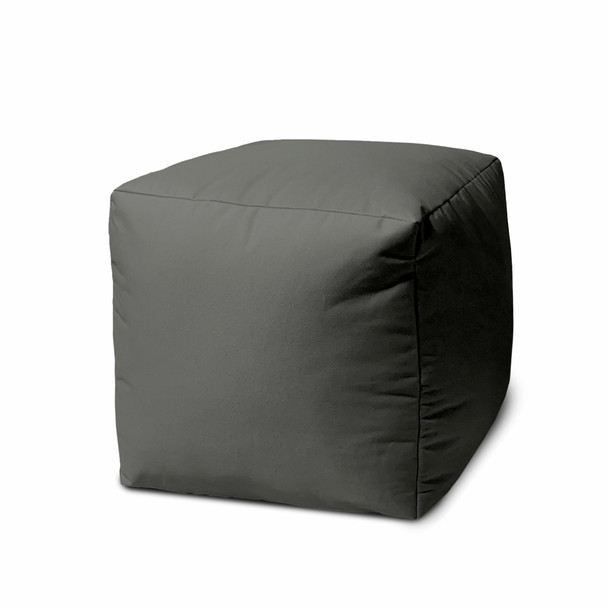 17" Cool Dark Gray Solid Color Indoor Outdoor Pouf Cover