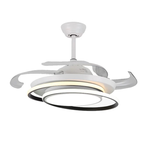 Asymmetric White Ceiling Lamp And Fan