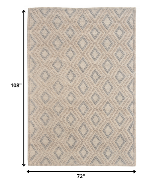 6 x 9 Tan Gray Diamond Lattice Modern Area Rug