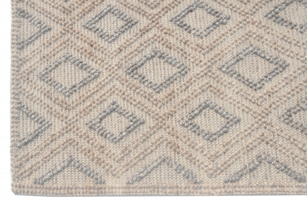 8 x 11 Tan Gray Diamond Lattice Modern Area Rug