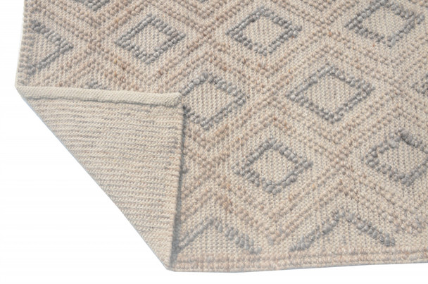 9 x 13 Tan Gray Diamond Lattice Modern Area Rug