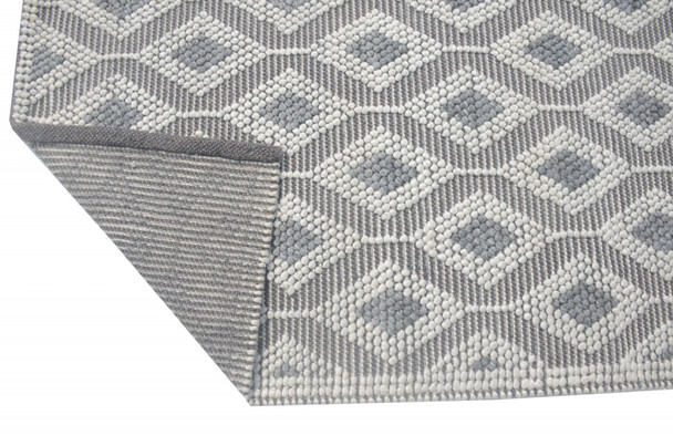 8 x 11 Ivory Gray Diamond Trellis Modern Area Rug