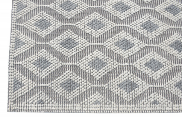 9 x 13 Ivory Gray Diamond Trellis Modern Area Rug