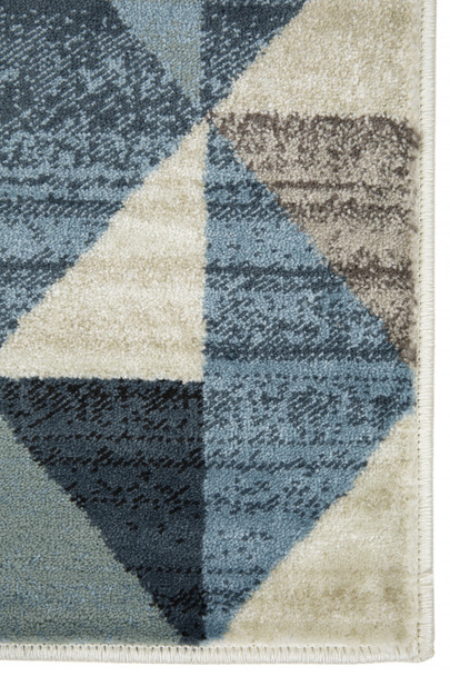 3 x 5 Blue Beige Nested Diamonds Modern Area Rug