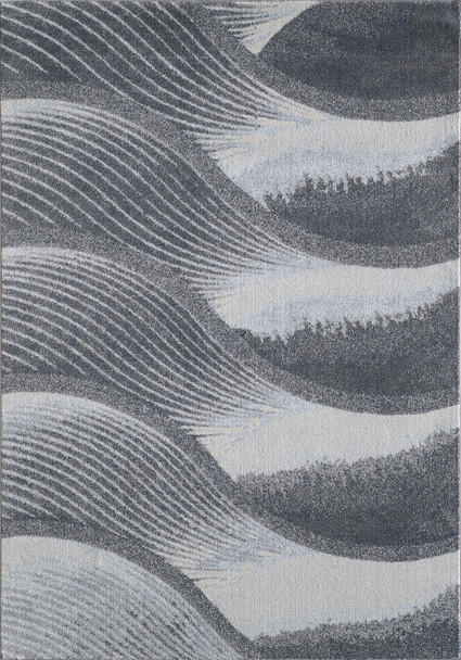 8 x 11 Gray Blue Abstract Waves Modern Area Rug