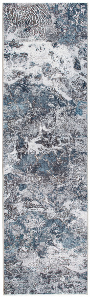 2 x 7 Gray Blue Abstract Galaxy Runner Rug