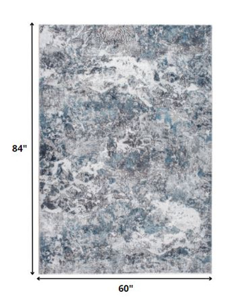 5 x 8 Gray Blue Abstract Galaxy Area Rug