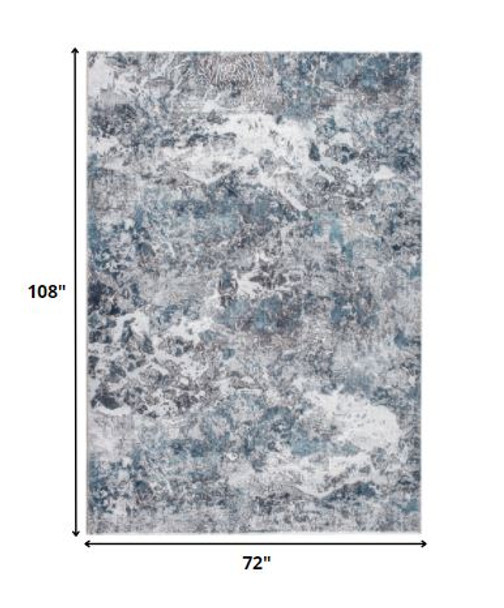 6 x 9 Gray Blue Abstract Galaxy Area Rug