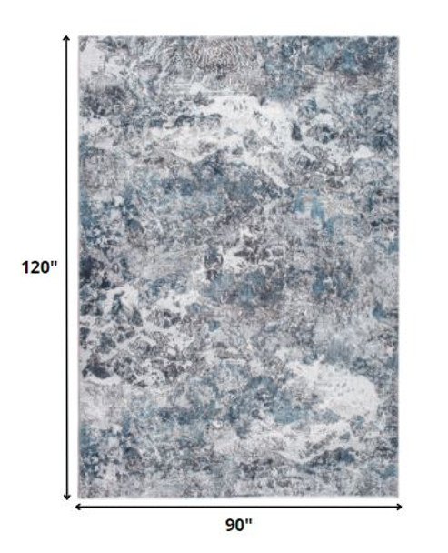 8 x 10 Gray Blue Abstract Galaxy Area Rug