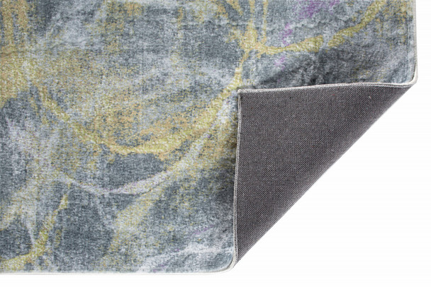 8 x 10 Gray Gold Abstract Rings Area Rug