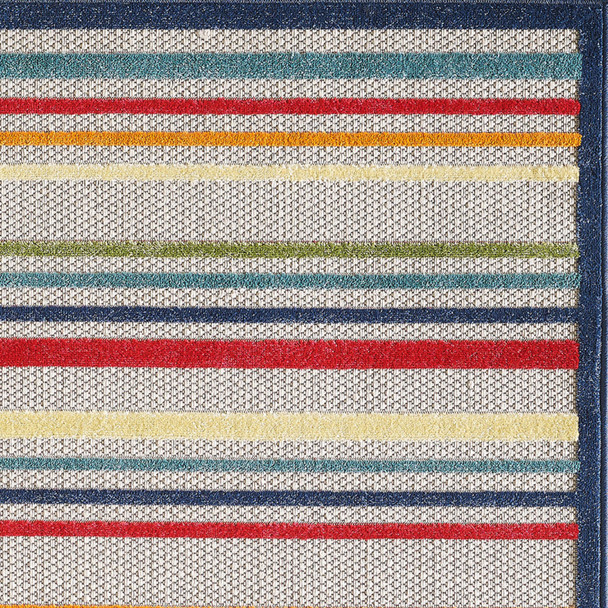 8 x 10 Navy Colorful Striped Indoor Outdoor Area Rug