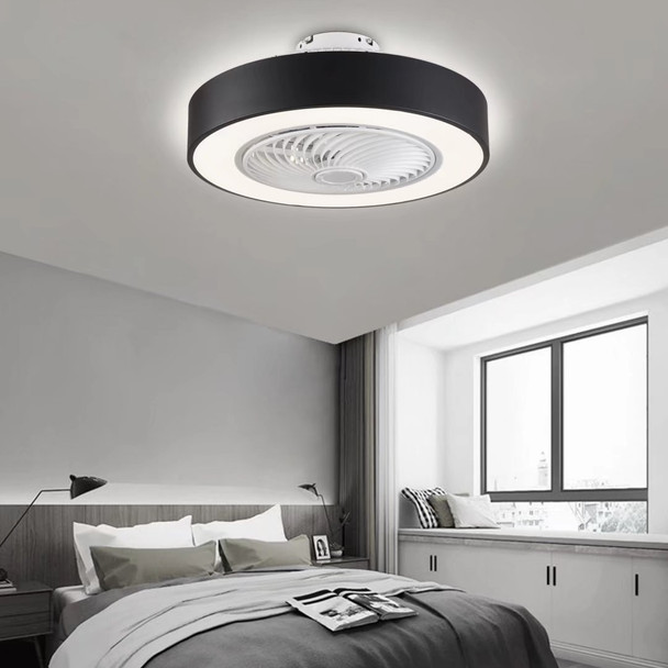 Black and White Mod Invisible Blade Ceiling Fan And Light