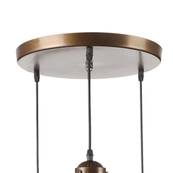 Brown Metal and Glass Star Geometric Hanging Lamp