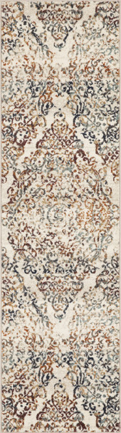 2 x 8 Ivory Brown Decorative Diamond Runner Rug