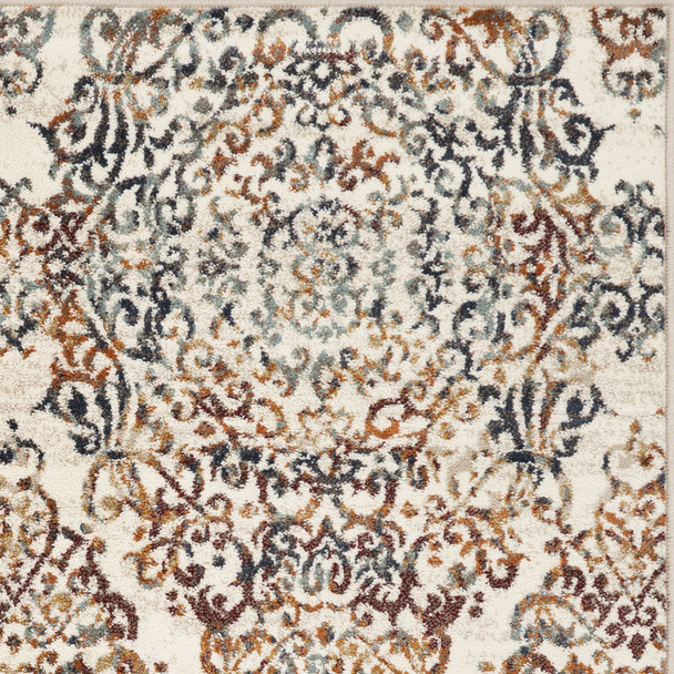 2 x 8 Ivory Brown Decorative Diamond Runner Rug