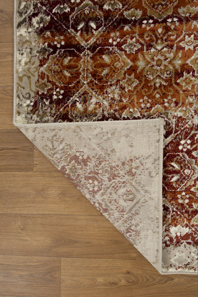 8 x 11 Rust Ivory Distressed Diamonds Area Rug