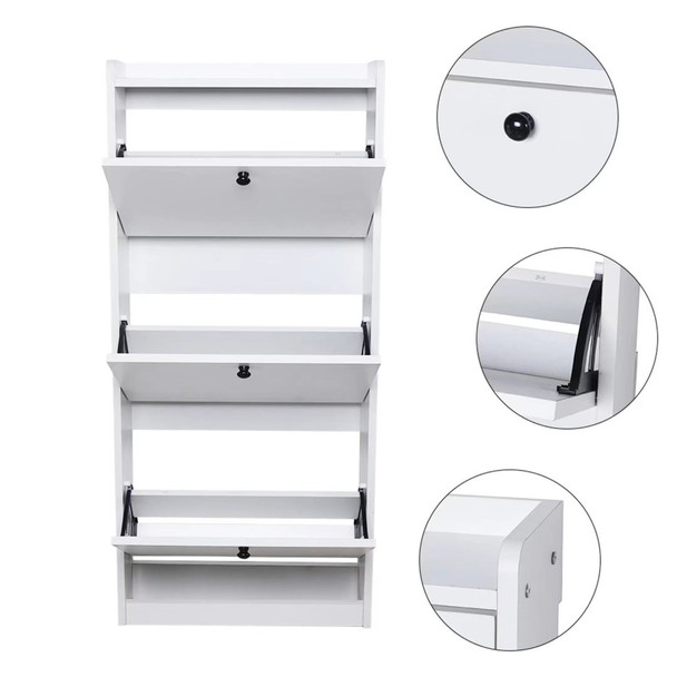 Modern White Vertical Shoe Organizer Cabinet