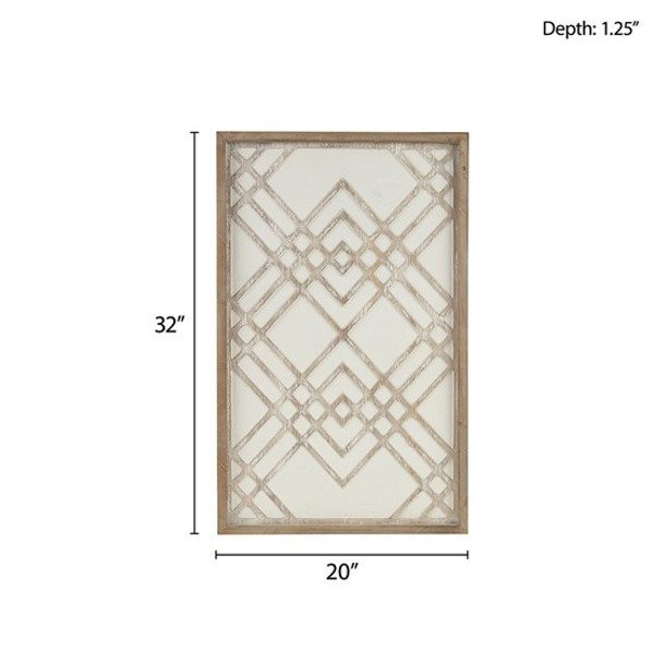 Natural White Geo Carved Wood Panel Wall Decor - 20"x32" (Exton - Natural White - Art) 