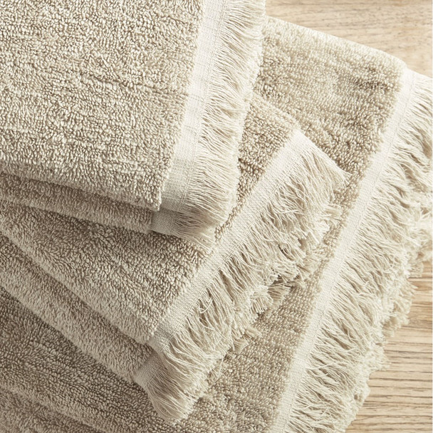 6pc Taupe 100% Cotton Dobby Slub Towel Set (Nove - Taupe - Towel