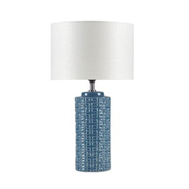 Navy Ceramic Cylinder Style Base Table Lamp (Jayda - Navy - Table Lamp) 