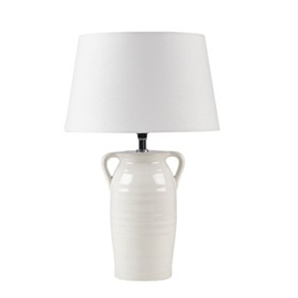  White Vase Shape Base Ceramic Table Lamp (Everly - White - Table Lamp)