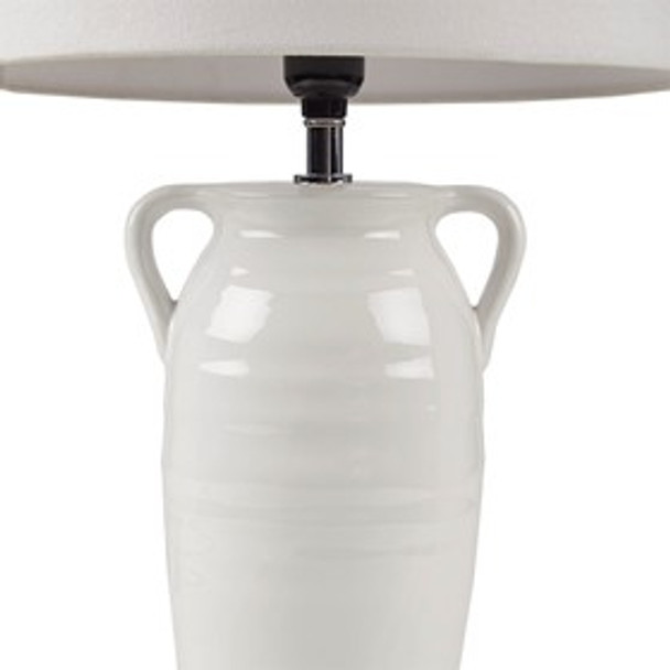  White Vase Shape Base Ceramic Table Lamp (Everly - White - Table Lamp)