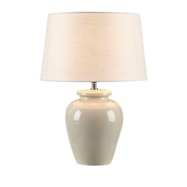 Cream Ceramic Vase Shaped Base Table Lamp (Anzio - Cream - Table Lamp)