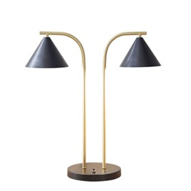  Black Table Lamp With Two Lights Gold Mental Finish (022164122879)