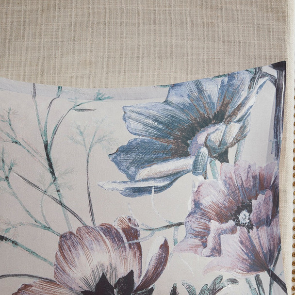 3pc Blue Floral Cotton Printed Duvet Cover AND Decorative Shams (Cassandra -Blue-Duv)