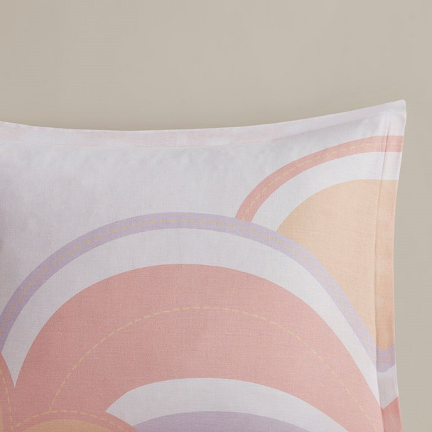 Yellow & Coral Bright Sunshine & Clouds Comforter AND Decorative Pillows (Dawn Sunshine-Yellow/Coral)