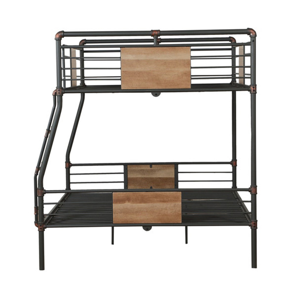 83' X 65' X 68' Sandy Black  Dark Bronze HandBrushed Full Xl Over Queen Bunk Bed