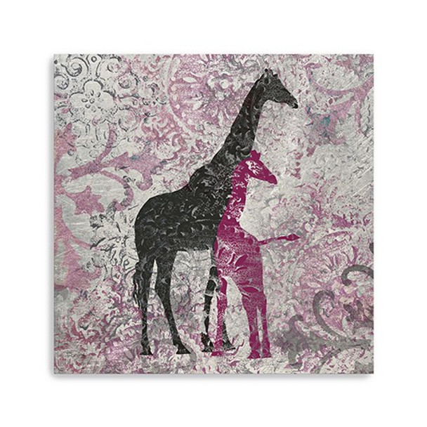30" Exotic Pink Giraffes Canvas Wall Art