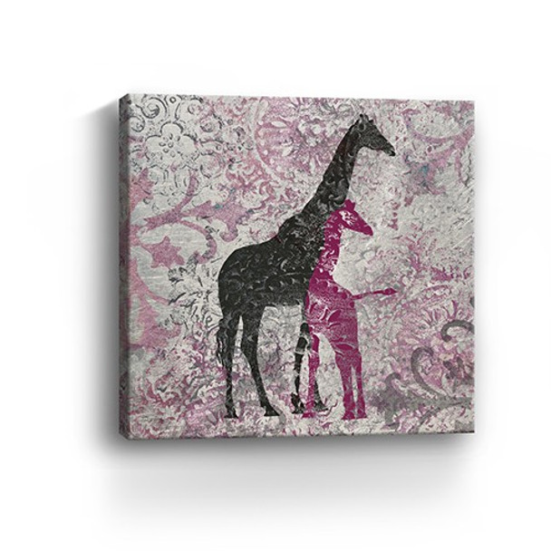 30" Exotic Pink Giraffes Canvas Wall Art