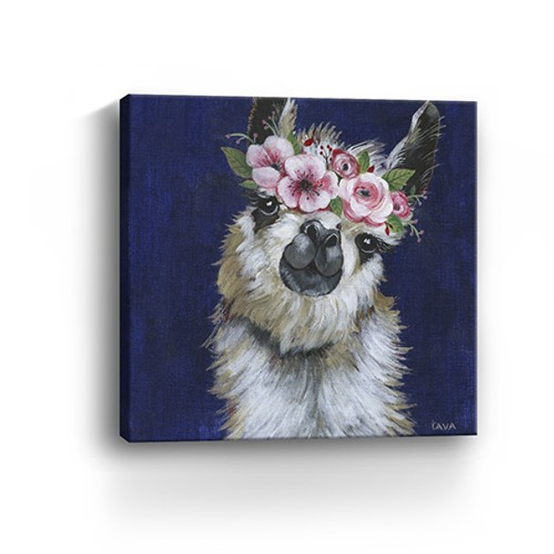 20" Watercolor Flower Llama Canvas Wall Art