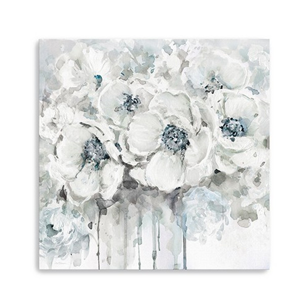 30" Winter Blues Flower Canvas Wall Art