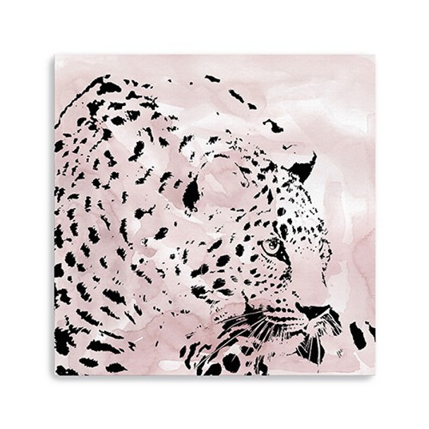 30" Pink Laying Leopard Canvas Wall Art