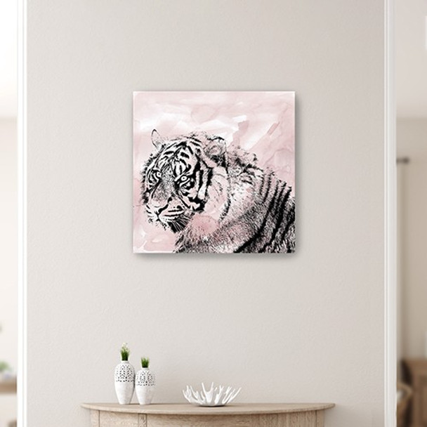 30" Pink Crouching Tiger Canvas Wall Art